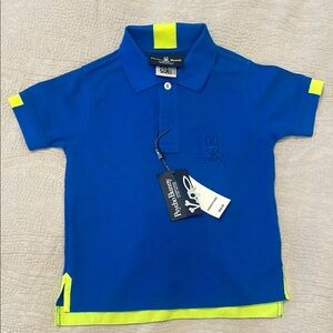 Psycho Bunny Blue and Yellow Polo Shirt Sporty Design (Kids)